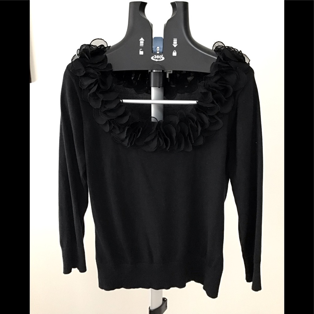 Black Top by Samuel Dong. Long Sleeve. Size L
